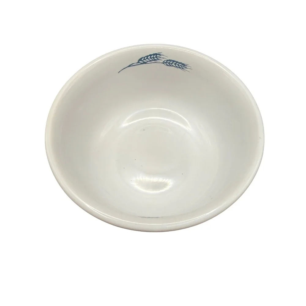 Wheat Montana Farms & Bakery Ceramic Bowls Set of 2 White Brown Rim 6 Inch